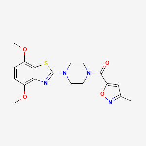 molecular formula C18H20N4O4S B2692825 (4-(4,7-Dimethoxybenzo[d]thiazol-2-yl)piperazin-1-yl)(3-methylisoxazol-5-yl)methanone CAS No. 946319-53-5