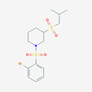 molecular formula C15H22BrNO4S2 B2692826 1-(2-溴苯磺酰)-3-(2-甲基丙磺酰)哌啶 CAS No. 2097931-57-0