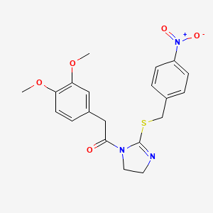 2-(3,4-dimethoxyphenyl)-1-(2-((4-nitrobenzyl)thio)-4,5-dihydro-1H-imidazol-1-yl)ethanone