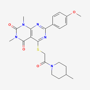 7-(4-methoxyphenyl)-1,3-dimethyl-5-((2-(4-methylpiperidin-1-yl)-2-oxoethyl)thio)pyrimido[4,5-d]pyrimidine-2,4(1H,3H)-dione