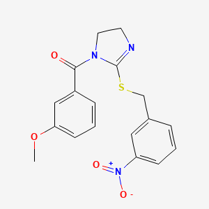 (3-methoxyphenyl)(2-((3-nitrobenzyl)thio)-4,5-dihydro-1H-imidazol-1-yl)methanone