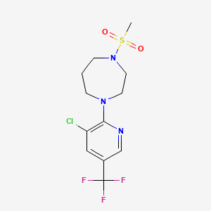 molecular formula C12H15ClF3N3O2S B2692842 1-[3-氯-5-(三氟甲基)吡啶-2-基]-4-甲基磺酰-1,4-二氮杂环庚烷 CAS No. 1022094-80-9