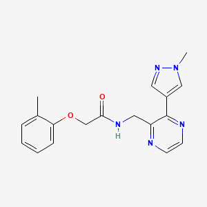 molecular formula C18H19N5O2 B2692850 N-((3-(1-methyl-1H-pyrazol-4-yl)pyrazin-2-yl)methyl)-2-(o-tolyloxy)acetamide CAS No. 2034394-25-5