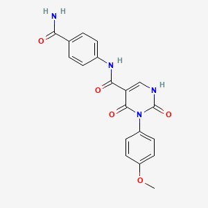 molecular formula C19H16N4O5 B2692855 N-(4-carbamoylphenyl)-3-(4-methoxyphenyl)-2,4-dioxo-1,2,3,4-tetrahydropyrimidine-5-carboxamide CAS No. 863611-81-8