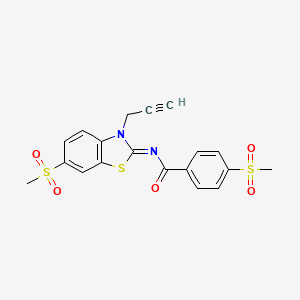 molecular formula C19H16N2O5S3 B2692857 (Z)-4-(methylsulfonyl)-N-(6-(methylsulfonyl)-3-(prop-2-yn-1-yl)benzo[d]thiazol-2(3H)-ylidene)benzamide CAS No. 896359-74-3