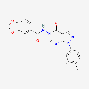 molecular formula C21H17N5O4 B2692858 N-(1-(3,4-dimethylphenyl)-4-oxo-1H-pyrazolo[3,4-d]pyrimidin-5(4H)-yl)benzo[d][1,3]dioxole-5-carboxamide CAS No. 941971-21-7