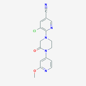 molecular formula C16H14ClN5O2 B2692859 5-氯-6-[4-(2-甲氧基吡啶-4-基)-3-氧代哌嗪-1-基]吡啶-3-碳腈 CAS No. 2380098-50-8