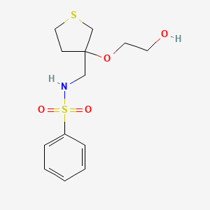 molecular formula C13H19NO4S2 B2692863 N-{[3-(2-hydroxyethoxy)thiolan-3-yl]methyl}benzenesulfonamide CAS No. 2320465-16-3