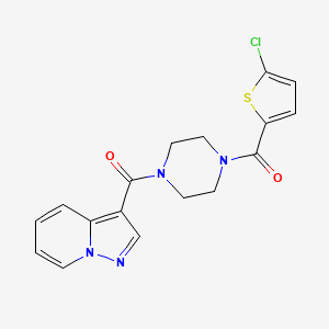 molecular formula C17H15ClN4O2S B2692864 (5-氯噻吩-2-基)(4-(吡唑并[1,5-a]嘧啶-3-羰基)哌嗪-1-基)甲酮 CAS No. 1396873-36-1