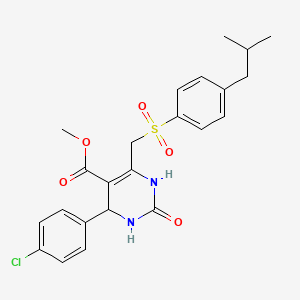 molecular formula C23H25ClN2O5S B2692875 Methyl 4-(4-chlorophenyl)-6-(((4-isobutylphenyl)sulfonyl)methyl)-2-oxo-1,2,3,4-tetrahydropyrimidine-5-carboxylate CAS No. 931720-04-6