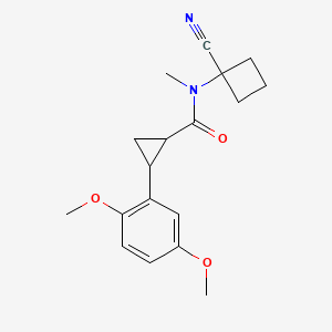 molecular formula C18H22N2O3 B2692876 N-(1-Cyanocyclobutyl)-2-(2,5-dimethoxyphenyl)-N-methylcyclopropane-1-carboxamide CAS No. 1825621-63-3