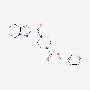 molecular formula C20H24N4O3 B2692878 Benzyl 4-(4,5,6,7-tetrahydropyrazolo[1,5-a]pyridine-2-carbonyl)piperazine-1-carboxylate CAS No. 2034263-94-8