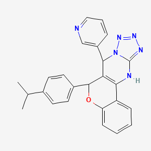 molecular formula C25H22N6O B2692907 6-(4-isopropylphenyl)-7-(pyridin-3-yl)-7,12-dihydro-6H-chromeno[4,3-d]tetrazolo[1,5-a]pyrimidine CAS No. 923680-71-1