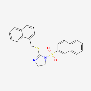 molecular formula C24H20N2O2S2 B2692909 2-(Naphthalen-1-ylmethylsulfanyl)-1-naphthalen-2-ylsulfonyl-4,5-dihydroimidazole CAS No. 868218-68-2