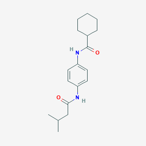 molecular formula C18H26N2O2 B269292 N-{4-[(3-methylbutanoyl)amino]phenyl}cyclohexanecarboxamide 
