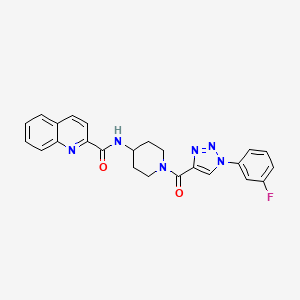 molecular formula C24H21FN6O2 B2692920 N-(1-(1-(3-氟苯基)-1H-1,2,3-三唑-4-甲酰基哌啶-4-基)喹啉-2-甲酰胺 CAS No. 1251591-08-8