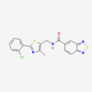 molecular formula C18H13ClN4OS2 B2692922 N-((2-(2-chlorophenyl)-4-methylthiazol-5-yl)methyl)benzo[c][1,2,5]thiadiazole-5-carboxamide CAS No. 1421465-38-4