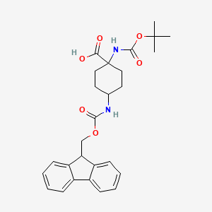 molecular formula C27H32N2O6 B2692923 4-(9H-芴-9-基甲氧羰基氨基)-1-[(2-甲基丙烷-2-基)氧羰基氨基]环己烷-1-甲酸 CAS No. 914358-25-1