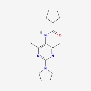 molecular formula C16H24N4O B2692929 N-(4,6-dimethyl-2-(pyrrolidin-1-yl)pyrimidin-5-yl)cyclopentanecarboxamide CAS No. 1448076-53-6