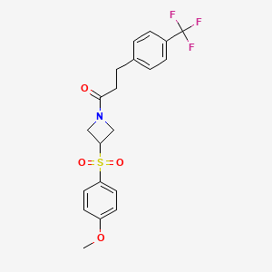 molecular formula C20H20F3NO4S B2692933 1-(3-((4-Methoxyphenyl)sulfonyl)azetidin-1-yl)-3-(4-(trifluoromethyl)phenyl)propan-1-one CAS No. 1797342-55-2