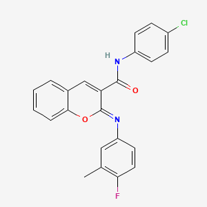 molecular formula C23H16ClFN2O2 B2692935 (2Z)-N-(4-chlorophenyl)-2-[(4-fluoro-3-methylphenyl)imino]-2H-chromene-3-carboxamide CAS No. 1327180-22-2