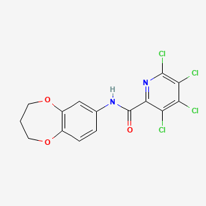 molecular formula C15H10Cl4N2O3 B2692936 3,4,5,6-tetrachloro-N-(3,4-dihydro-2H-1,5-benzodioxepin-7-yl)pyridine-2-carboxamide CAS No. 939158-06-2