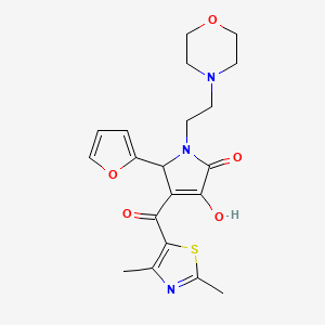 molecular formula C20H23N3O5S B2692938 4-(2,4-二甲基噻唑-5-甲酰)-5-(噻吩-2-基)-3-羟基-1-(2-吗啉基乙基)-1H-吡咯-2(5H)-酮 CAS No. 627821-63-0