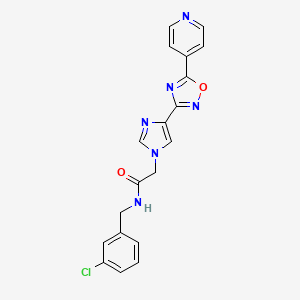 molecular formula C19H15ClN6O2 B2692957 N-(3-chlorobenzyl)-2-{4-[5-(4-pyridyl)-1,2,4-oxadiazol-3-yl]-1H-imidazol-1-yl}acetamide CAS No. 1251670-90-2