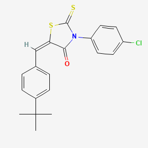 molecular formula C20H18ClNOS2 B2692959 (5E)-5-[(4-tert-butylphenyl)methylidene]-3-(4-chlorophenyl)-2-sulfanylidene-1,3-thiazolidin-4-one CAS No. 882083-07-0