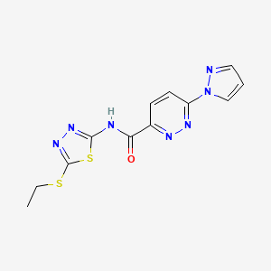 molecular formula C12H11N7OS2 B2692963 N-(5-(ethylthio)-1,3,4-thiadiazol-2-yl)-6-(1H-pyrazol-1-yl)pyridazine-3-carboxamide CAS No. 1351647-86-3