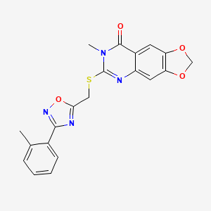 molecular formula C20H16N4O4S B2692968 2-氯-4-氟-N-[4-(2-甲基-4-氧喹唑啉-3(4H)-基)苯基]苯甲酰胺 CAS No. 1111974-20-9