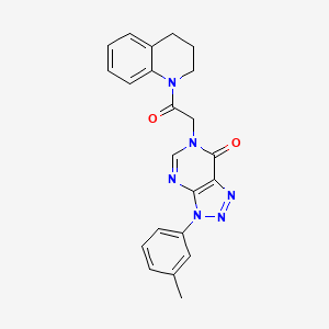 molecular formula C22H20N6O2 B2692978 3-(3-methylphenyl)-6-[2-oxo-2-(1,2,3,4-tetrahydroquinolin-1-yl)ethyl]-3H,6H,7H-[1,2,3]triazolo[4,5-d]pyrimidin-7-one CAS No. 872590-99-3