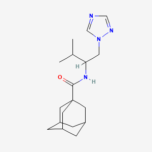 molecular formula C18H28N4O B2692983 (3r,5r,7r)-N-(3-methyl-1-(1H-1,2,4-triazol-1-yl)butan-2-yl)adamantane-1-carboxamide CAS No. 2034534-59-1