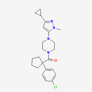 (1-(4-chlorophenyl)cyclopentyl)(4-(3-cyclopropyl-1-methyl-1H-pyrazol-5-yl)piperazin-1-yl)methanone