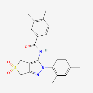 molecular formula C22H23N3O3S B2693003 N-[2-(2,4-dimethylphenyl)-5,5-dioxo-4,6-dihydrothieno[3,4-c]pyrazol-3-yl]-3,4-dimethylbenzamide CAS No. 450339-67-0