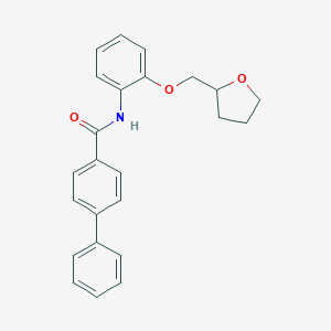 molecular formula C24H23NO3 B269301 N-[2-(tetrahydrofuran-2-ylmethoxy)phenyl]biphenyl-4-carboxamide 
