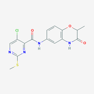 molecular formula C15H13ClN4O3S B2693027 5-chloro-N-(2-methyl-3-oxo-3,4-dihydro-2H-1,4-benzoxazin-6-yl)-2-(methylsulfanyl)pyrimidine-4-carboxamide CAS No. 1050609-58-9