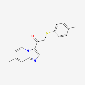 molecular formula C18H18N2OS B2693034 1-(2,7-二甲基咪唑并[1,2-a]嘧啶-3-基)-2-[(4-甲基苯基)硫)-1-乙酮 CAS No. 478042-00-1