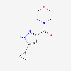 molecular formula C11H15N3O2 B2693047 4-[(3-环丙基-1H-吡唑-5-基)甲酰]吗啉 CAS No. 1186634-99-0