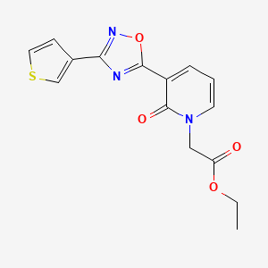 molecular formula C15H13N3O4S B2693049 ethyl 2-(2-oxo-3-(3-(thiophen-3-yl)-1,2,4-oxadiazol-5-yl)pyridin-1(2H)-yl)acetate CAS No. 1396759-60-6
