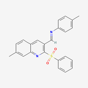 molecular formula C24H20N2O2S B2693060 (4-methylphenyl){(1E)-[7-methyl-2-(phenylsulfonyl)quinolin-3-yl]methylene}amine CAS No. 1993618-68-0