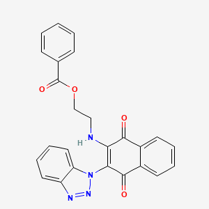 molecular formula C25H18N4O4 B2693064 2-[[3-(Benzotriazol-1-yl)-1,4-dioxonaphthalen-2-yl]amino]ethyl benzoate CAS No. 867136-11-6