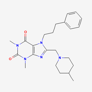 1,3-dimethyl-8-[(4-methylpiperidin-1-yl)methyl]-7-(3-phenylpropyl)-3,7-dihydro-1H-purine-2,6-dione