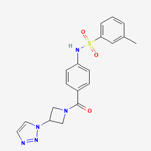 molecular formula C19H19N5O3S B2693073 N-(4-(3-(1H-1,2,3-triazol-1-yl)azetidine-1-carbonyl)phenyl)-3-methylbenzenesulfonamide CAS No. 2034430-64-1