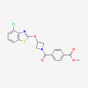 molecular formula C19H15ClN2O4S B2693075 Methyl 4-(3-((4-chlorobenzo[d]thiazol-2-yl)oxy)azetidine-1-carbonyl)benzoate CAS No. 1396870-24-8