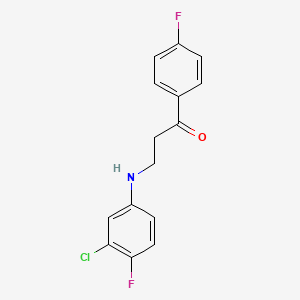 molecular formula C15H12ClF2NO B2693077 3-(3-Chloro-4-fluoroanilino)-1-(4-fluorophenyl)-1-propanone CAS No. 883794-66-9