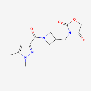 3-((1-(1,5-dimethyl-1H-pyrazole-3-carbonyl)azetidin-3-yl)methyl)oxazolidine-2,4-dione