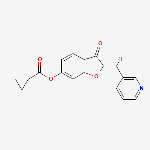 molecular formula C18H13NO4 B2693085 (Z)-3-oxo-2-(pyridin-3-ylmethylene)-2,3-dihydrobenzofuran-6-yl cyclopropanecarboxylate CAS No. 622798-86-1