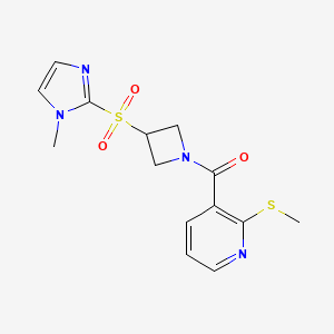 (3-((1-methyl-1H-imidazol-2-yl)sulfonyl)azetidin-1-yl)(2-(methylthio)pyridin-3-yl)methanone