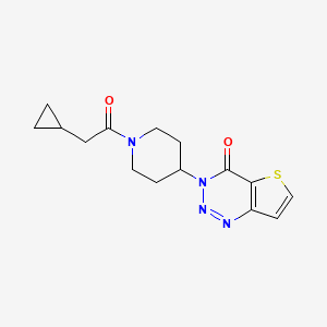 molecular formula C15H18N4O2S B2693097 3-(1-(2-环丙基乙酰)哌啶-4-基)噻吩[3,2-d][1,2,3]三嗪-4(3H)-酮 CAS No. 2034532-61-9